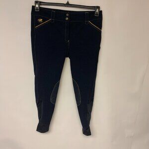 Piper By SmartPak WomensRiding Pants Size 34R Navy/Amber Equestrian Sport